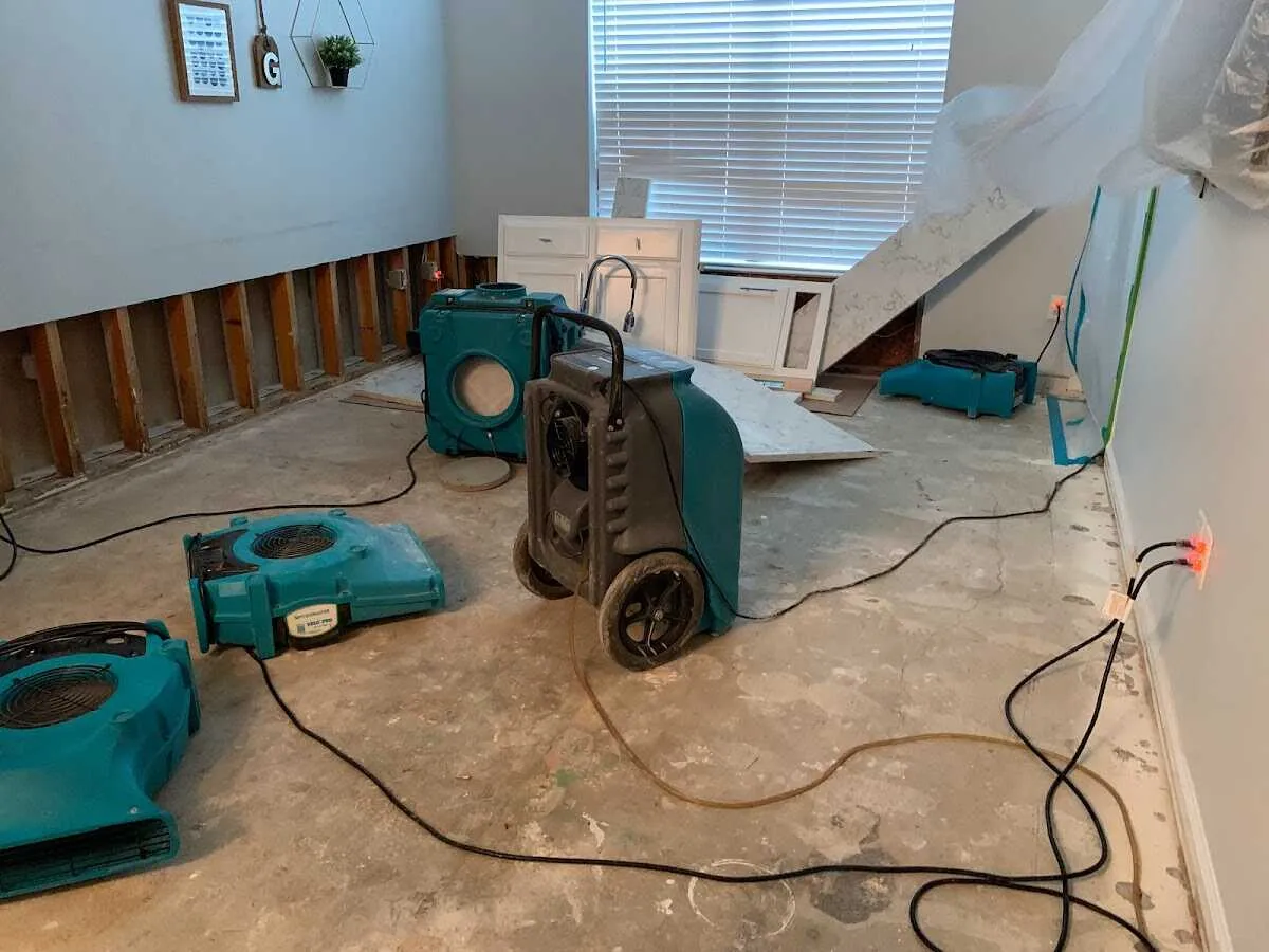 Dehumidifier in flood-cut room for Water Damage Restoration in New Cumberland